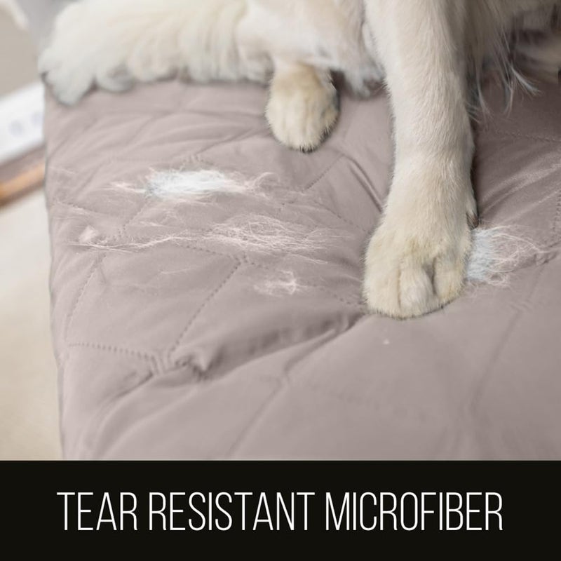 Sofa Shield Sofa Shield Chaise Slip Cover with Elastic Strap, Cushion Protector, Reversible Stain and Dog Tear Resistant Slipcover, Quilted Microfiber 102x34in Seat, Washable Covers for Dogs Pets Kids Light Taupe - Image 3