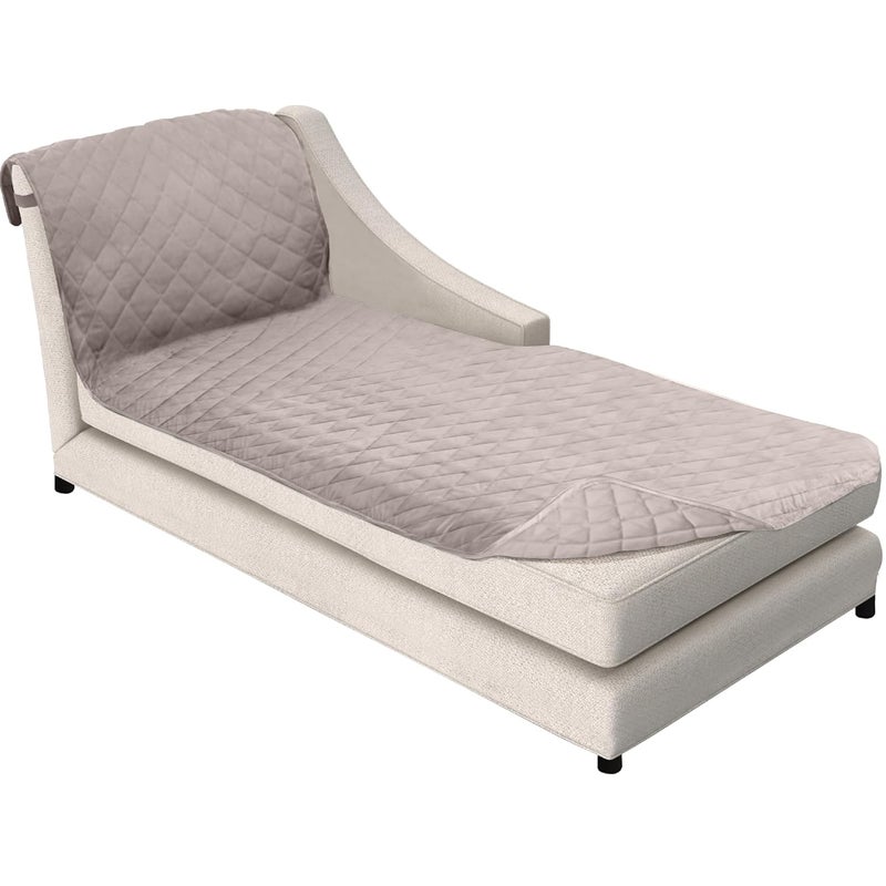 Sofa Shield Sofa Shield Chaise Slip Cover with Elastic Strap, Cushion Protector, Reversible Stain and Dog Tear Resistant Slipcover, Quilted Microfiber 102x34in Seat, Washable Covers for Dogs Pets Kids Light Taupe - Image 1