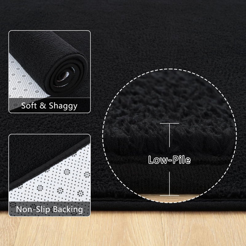 Zedrew Black Area Rugs for Bedroom Living Room, 4x6 Feet Indoor Memory Foam Rug, Modern Washable Rugs for Kids Boys Girls Room, Dorm Bedside Shag Carpets for Home Decor - Image 3