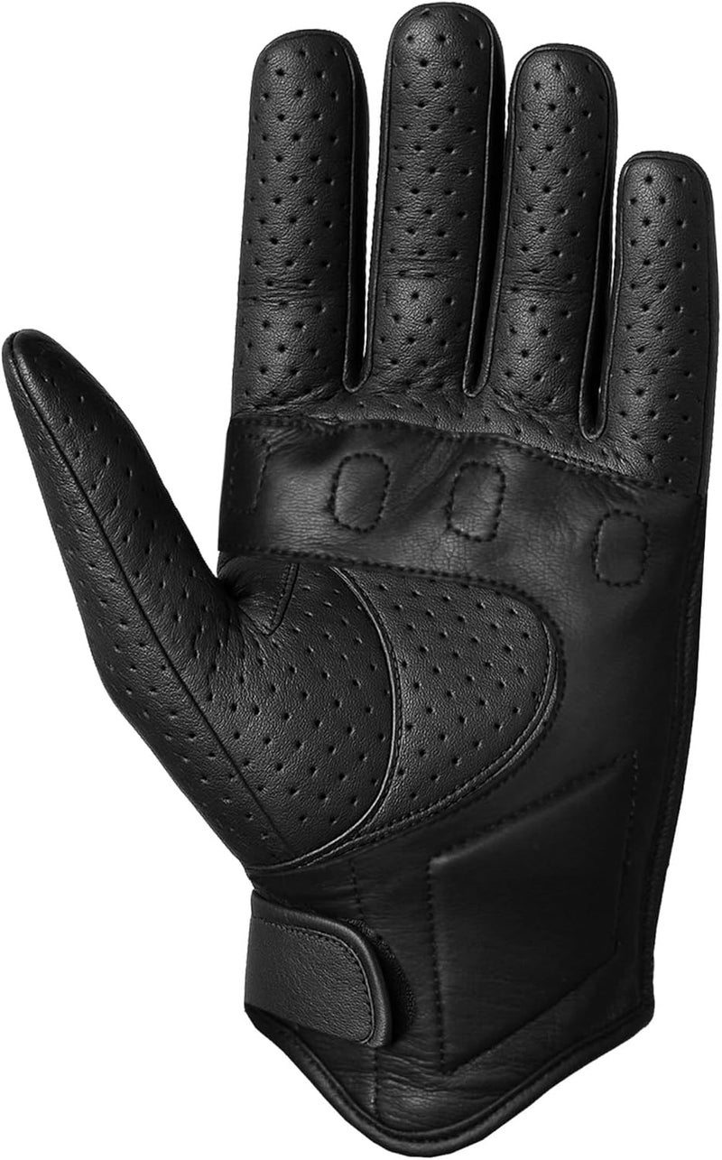 Jackets 4 Bikes Premium Men's Motorcycle Leather Perforated Cruiser Protective Gel Gloves - Image 2