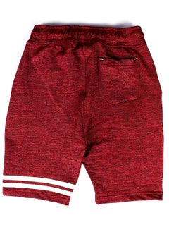 Andora Knee Length Heather Red & White Cotton Shorts - Dark Red  - Image 2