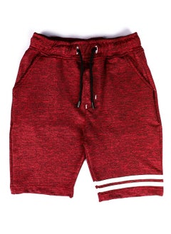 Andora Knee Length Heather Red & White Cotton Shorts - Dark Red  - Image 1