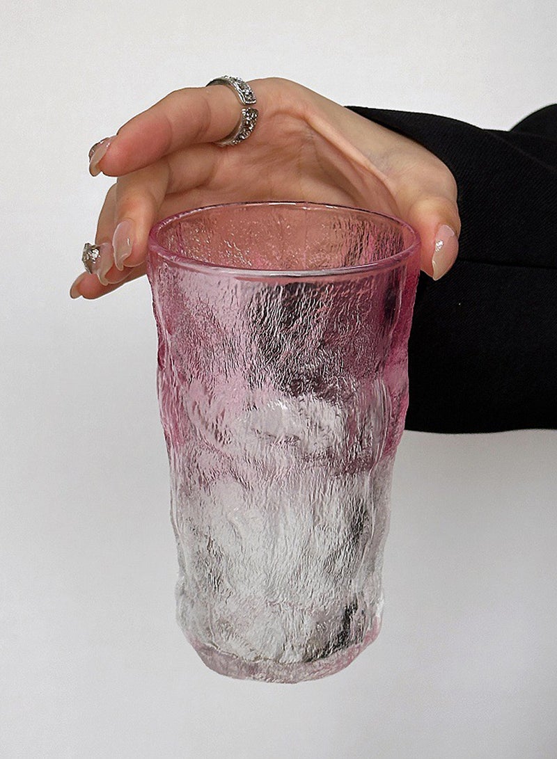 6 أكواب شرب زجاجية وردية منقوشة - 300 مل للكوب، أكواب زجاجية مزخرفة فاخرة للقهوة والماء والعصائر والمشروبات - Image 4