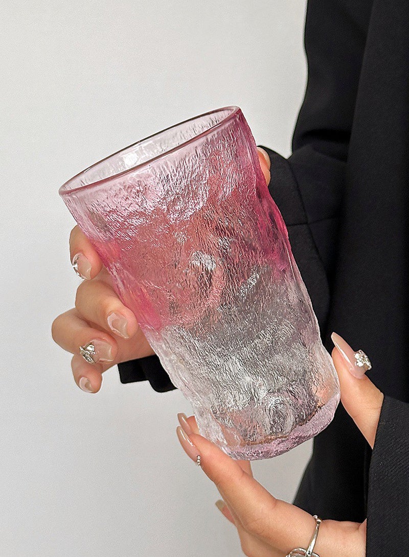 6 أكواب شرب زجاجية وردية منقوشة - 300 مل للكوب، أكواب زجاجية مزخرفة فاخرة للقهوة والماء والعصائر والمشروبات - Image 3