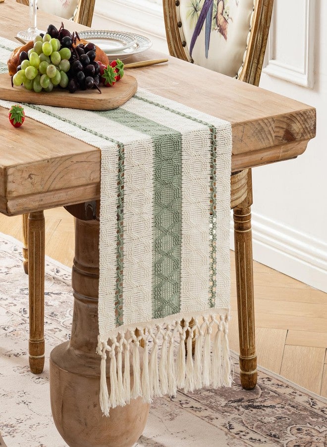 Fancy Homi Sage Green Table Runner 90 Inches Long Boho Macrame Table Runner for Home Decor, Farmhouse Table Runners with Tassels for Party Bohemian Rustic Bridal Shower Dining Decor 12x90 Inches - Image 4