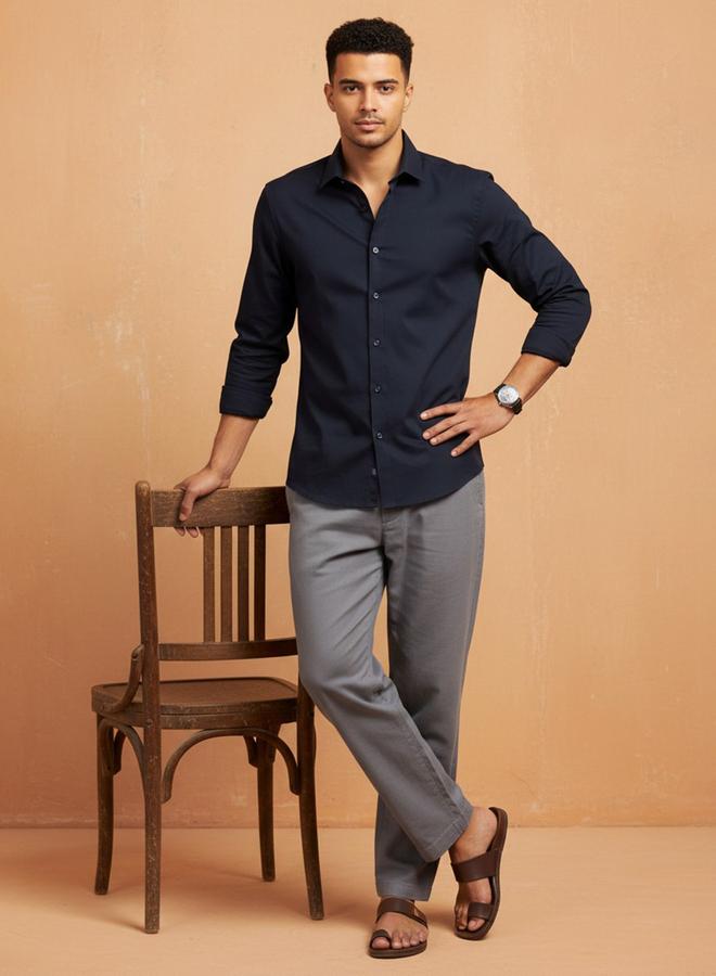 TRULOOM Men Solid Regular Fit Satin Shirt - Image 5