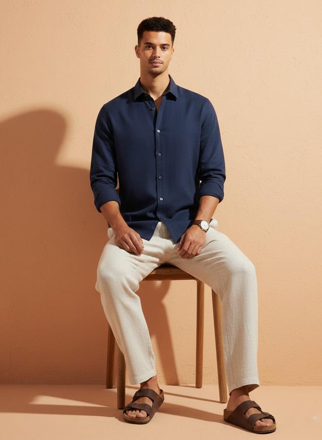 TRULOOM Men Solid Regular Fit Satin Shirt - Image 4