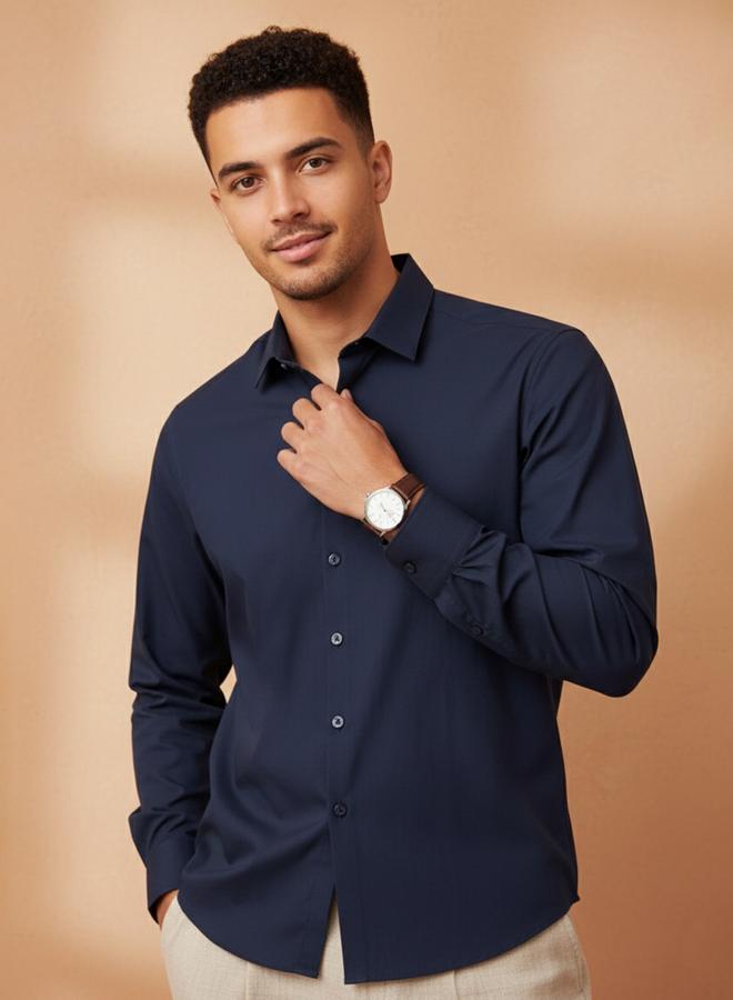 TRULOOM Men Solid Regular Fit Satin Shirt - Image 1