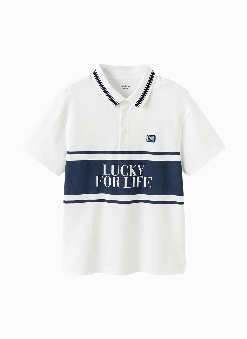Balabala Blue/White Kids Boys Lapel short-sleeved T-shirt for Men | Best Price UAE