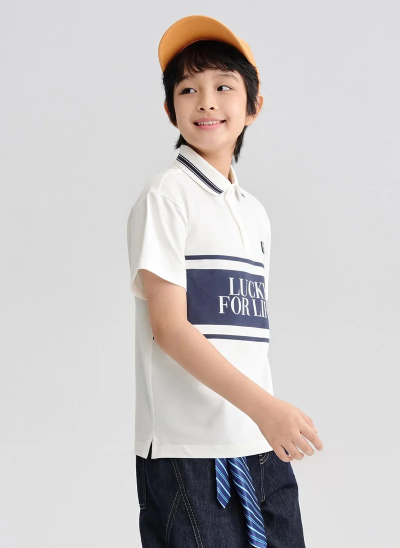 Balabala Blue/White Kids Boys Lapel short-sleeved T-shirt for Men | Best Price UAE