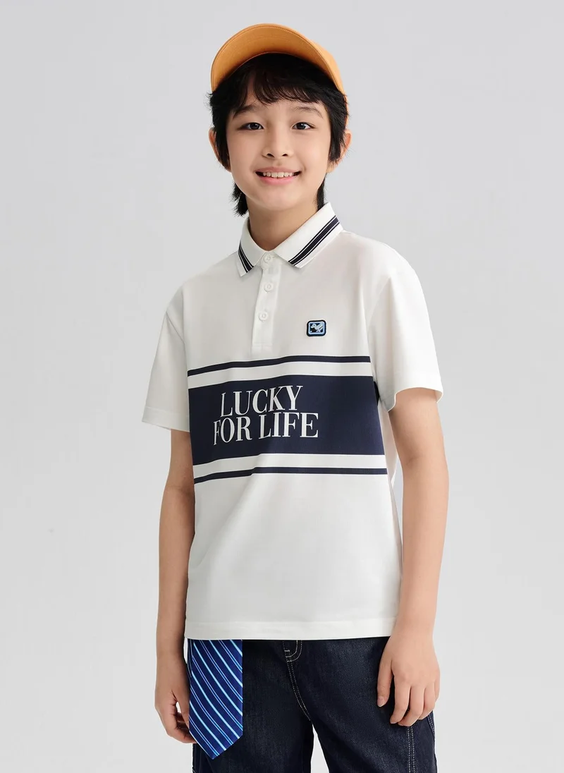 Balabala Blue/White Kids Boys Lapel short-sleeved T-shirt for Men | Best Price UAE