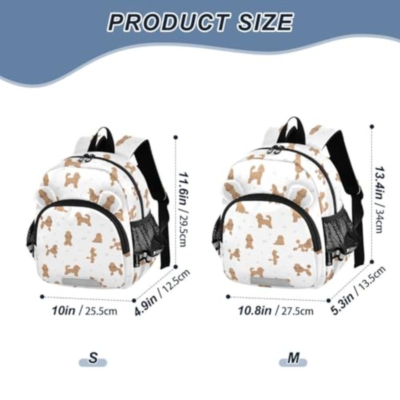 Miniature Poodle Dog Backpack Leash Preschool Backpack Toddler Backpacks for Girls Boys 3-6 Anti-Lost Baby Harness M - Image 2