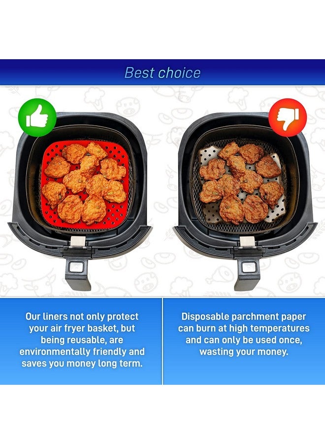 Trifecta Silicone Air Fryer Liners Non Stick and Easy Clean Air Fryer mats, Pad, Accessories Parchment Paper Replacement for Air Fryer Basket Air Frying, Steaming and Oven Baking Pack - 2 (Square - 7.5 IN) - Image 5