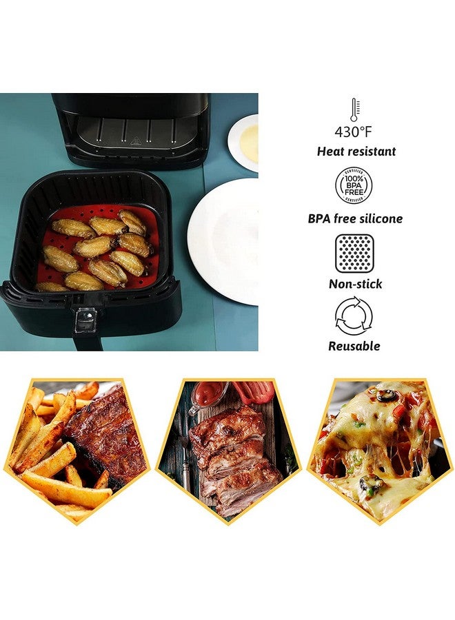 Trifecta Silicone Air Fryer Liners Non Stick and Easy Clean Air Fryer mats, Pad, Accessories Parchment Paper Replacement for Air Fryer Basket Air Frying, Steaming and Oven Baking Pack - 2 (Square - 7.5 IN) - Image 3