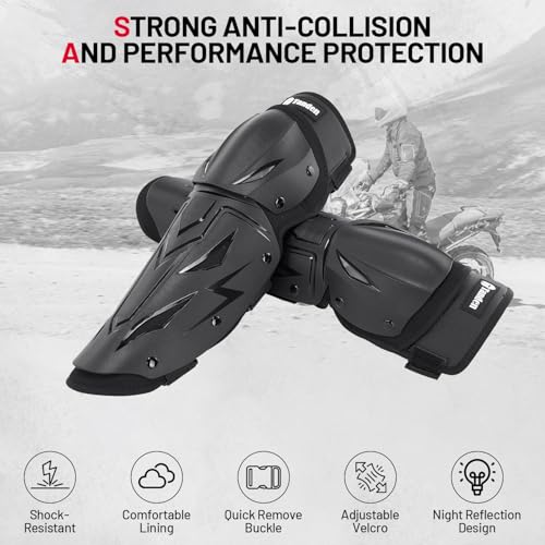Tanden Motorcycle Knee Pads for Men Knee and Shin Guards, Motorcycle Leg Protection Armor Motocross Knee Guards Dirt Bike Pads Adjustable Crashproof Adults Protective Gear - Image 3
