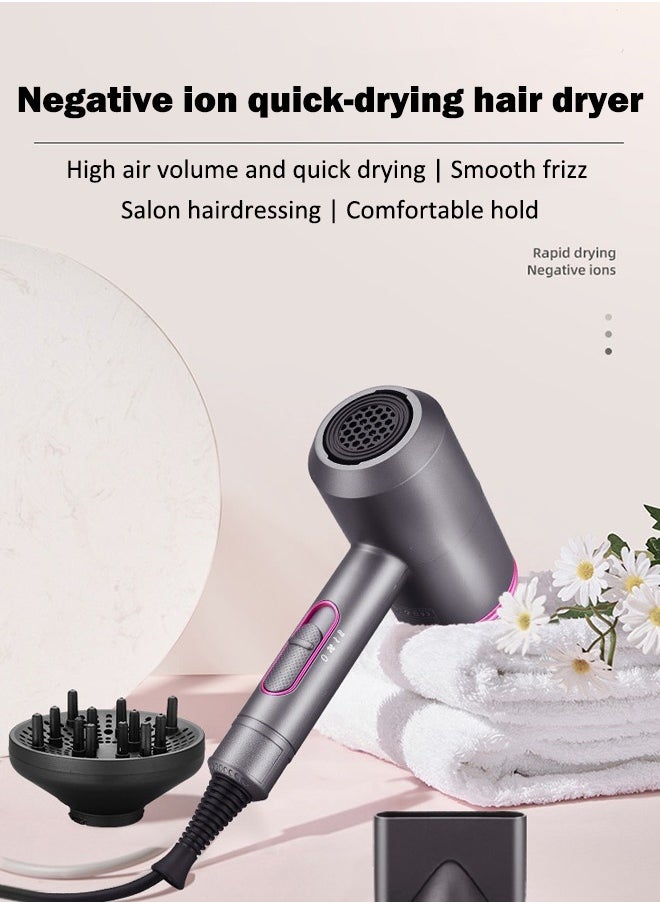Hair Dryer Professonal Dryers Thermo-Control Hairdryer Fast Drying Low Noise with Diffuser