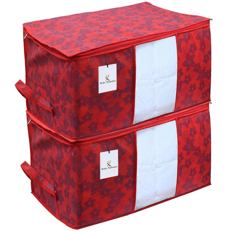 Kuber Industries Underbed Storage Bag OrganiserBlanket CoverStorage Bag for Clothes Large Set of 2 Maroon - Image 1