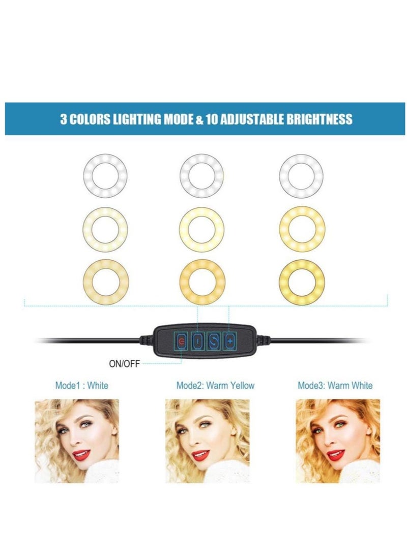 Generic - Selfie Ring Light Stand with Microphone Holder,LED Ring Light for Live Stream/Makeup/YouTube Video - 3-Light Mode - 10-Level Brightness - Image 1