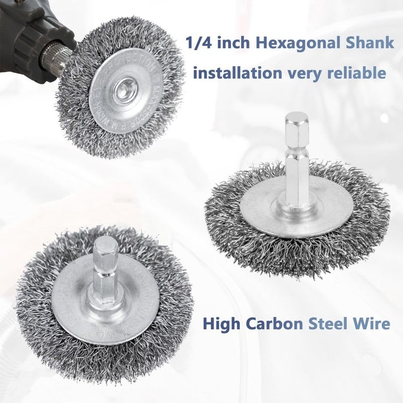 10pcs Hex Shank Wire Wheel Brush for Drill Metal Nonmetal Surfaces - Image 5