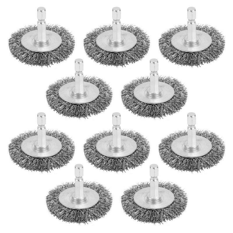 10pcs Hex Shank Wire Wheel Brush for Drill Metal Nonmetal Surfaces - Image 1