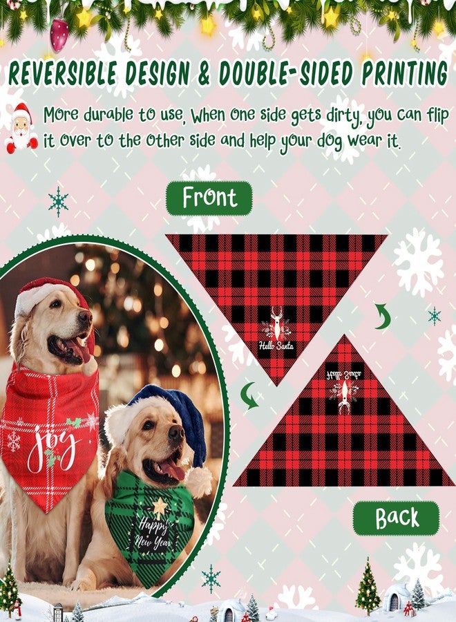 Ylinge 5 Pack Christmas Dog Bandanas Winter Xmas Dog Bandanas Reversible Holiday Triangle Scarf Bib Washable Puppy Kerchief Adjustable Pet Costume Accessories for Small Medium Large Pet(Buffalo Plaid) - Image 2