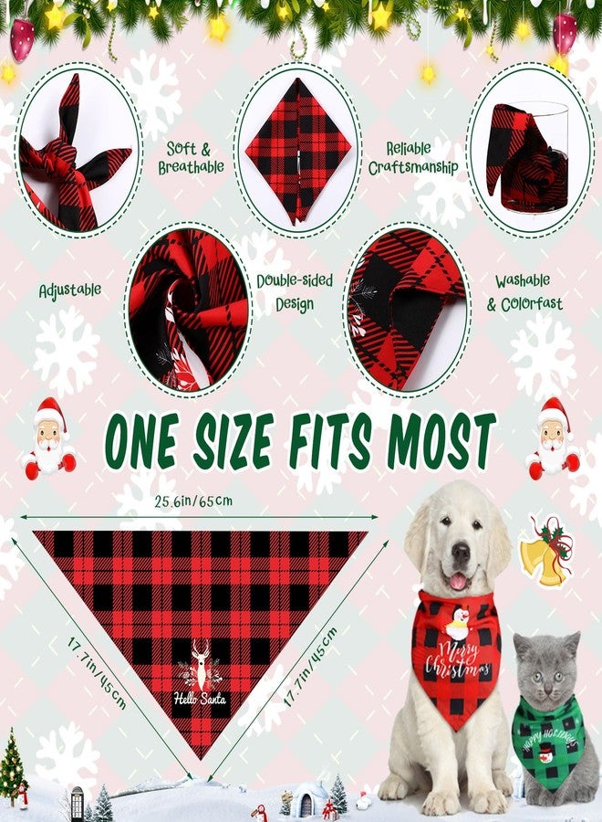 Ylinge 5 Pack Christmas Dog Bandanas Winter Xmas Dog Bandanas Reversible Holiday Triangle Scarf Bib Washable Puppy Kerchief Adjustable Pet Costume Accessories for Small Medium Large Pet(Buffalo Plaid) - Image 3