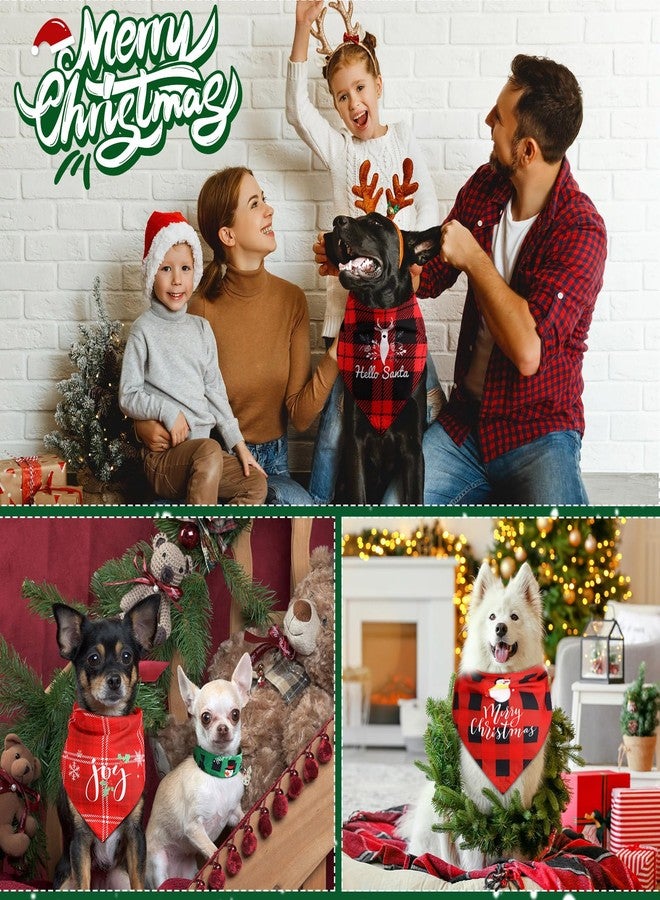 Ylinge 5 Pack Christmas Dog Bandanas Winter Xmas Dog Bandanas Reversible Holiday Triangle Scarf Bib Washable Puppy Kerchief Adjustable Pet Costume Accessories for Small Medium Large Pet(Buffalo Plaid) - Image 4