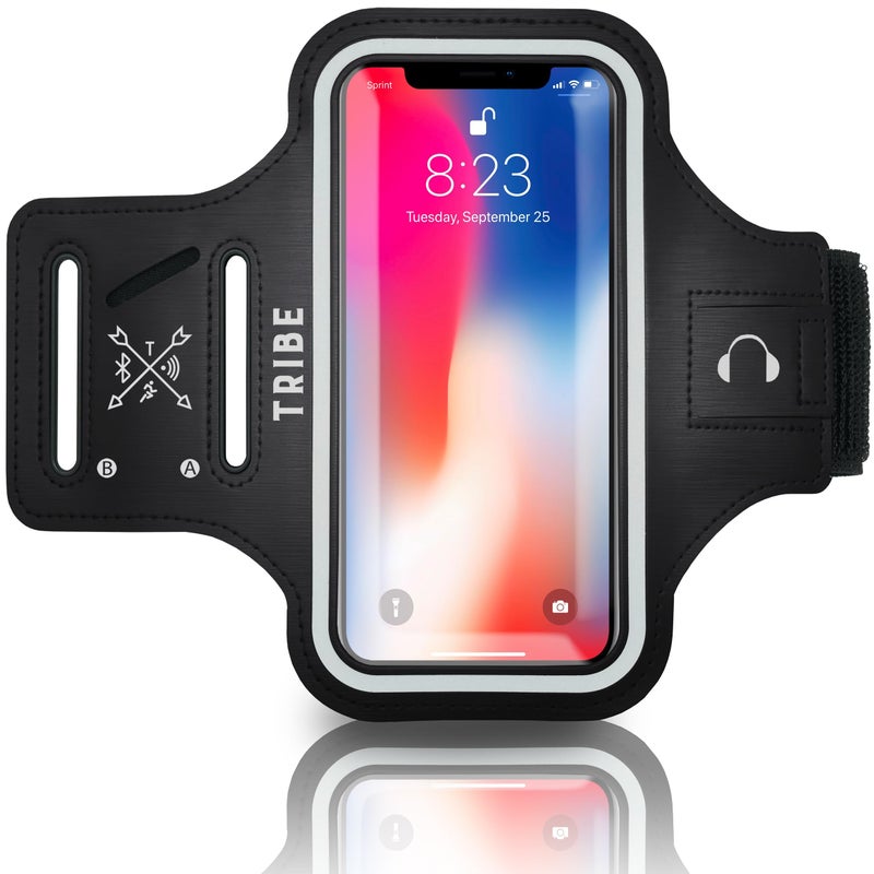 TRIBE Water Resistant Cell Phone Armband Case Running Holder for iPhone Pro Max Plus Mini SE (13/12/11/X/XS/XR/8/7/6/5) Galaxy S Ultra Plus Edge Note (21/20/10/9/8/7/6/5) Adjustable Strap & Key Pocket - Image 1