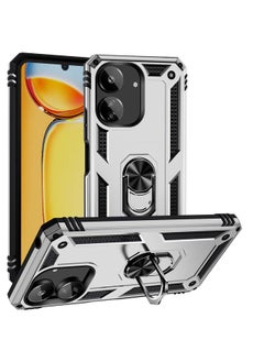 Zaboon For Xiaomi Redmi 13C 4G/5G Shockproof TPU + PC Phone Case with Holder(Silver) 