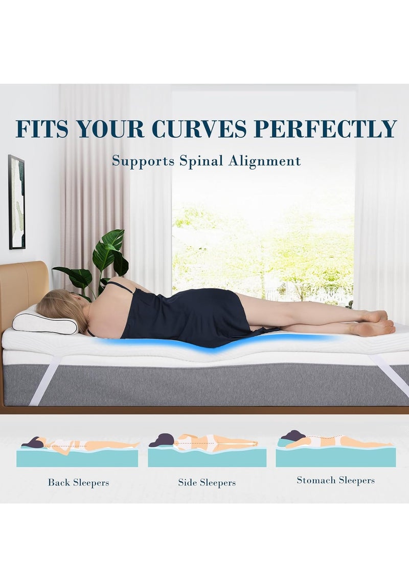 The Home Mart Home Mart 4-Inch Double Gel Infused Memory Foam Mattress Topper, Cooling Bed Topper with Removable Cover, Soft & Pain Relief, Breathable, CertiPUR-US & Oeko-Tex Certified, 120x200  - Image 4