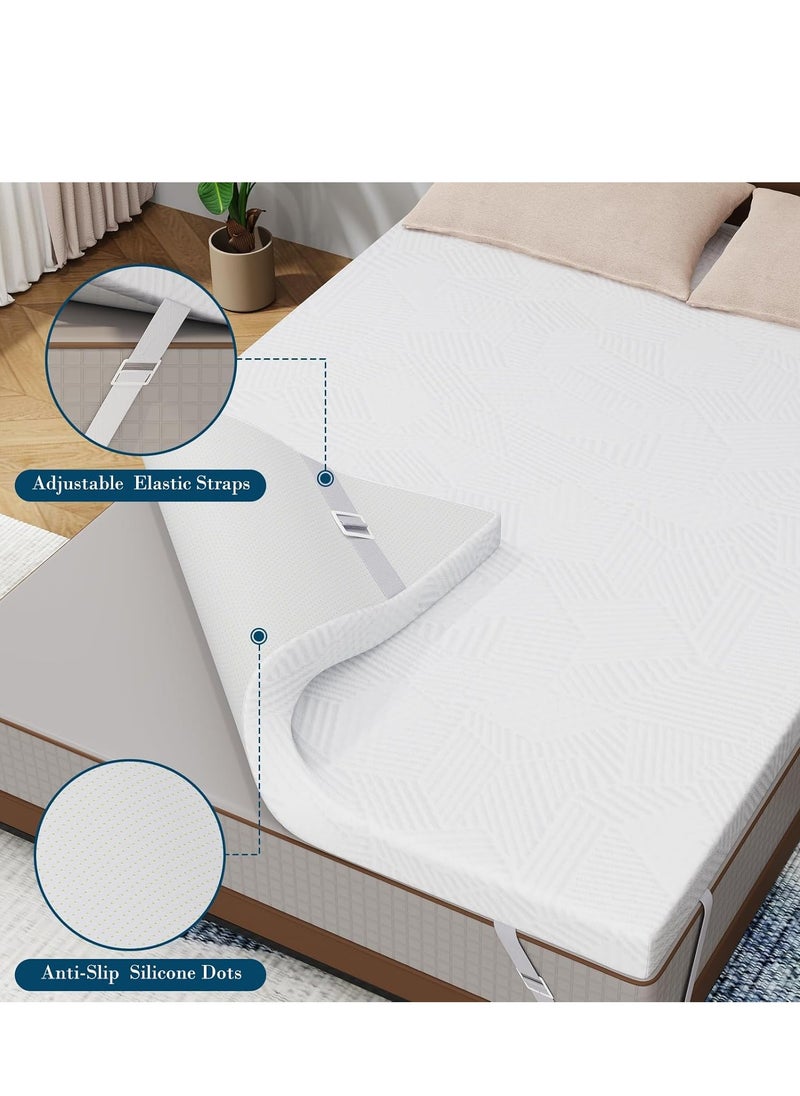 The Home Mart Home Mart 4-Inch Double Gel Infused Memory Foam Mattress Topper, Cooling Bed Topper with Removable Cover, Soft & Pain Relief, Breathable, CertiPUR-US & Oeko-Tex Certified, 120x200  - Image 3