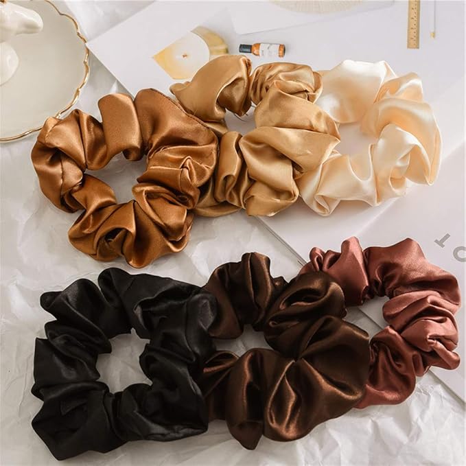 6 Pieces Hair Scrunchies Satin Elastic Soft Hair Ties Scrunchy Hair Bands for Girls and Ladies