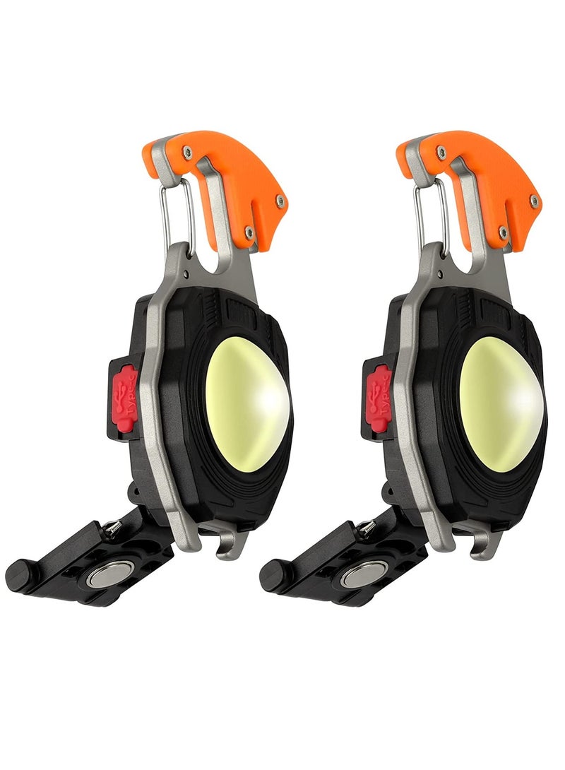 ELTRAZONE Mini Portable Work Light 800 Lumen Rechargeable Torch Keyring Inspection Lights with Bottle Opener, Magnetic Base, for Camping/Repairing/Emergency (2 Pieces) - Image 1