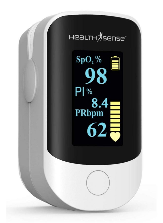 HealthSense Pulse Oximeter, Spo2 Fingertip Monitor With Oled Display, Audio Visual Alarm, Plethysmograph, Four Directional Display, 1 Year Warranty & Batteries Included - Accu-Beat Fp 910  - Image 1