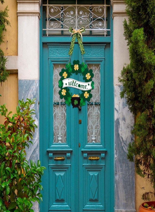 luck sea St Patrick’s Day Decorations Welcome Wreaths for Front Door Decor - Shamrock Sign with Bow for Irish March Home Wall Porch - Image 4