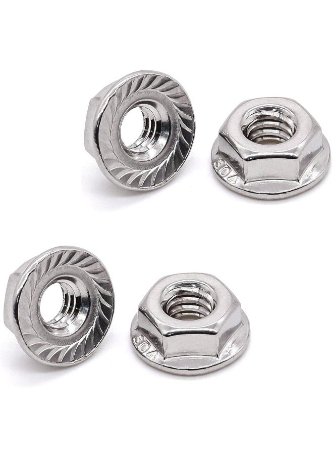 Poaker Stainless Steel Hex Flange Nuts - Serrated Locknuts For Furniture, Automotive And Civil Construction - Vibration-Resistant, Durable Fasteners For Secure, Long-Lasting Connections (8Mm, 4 Pcs)  - Image 1
