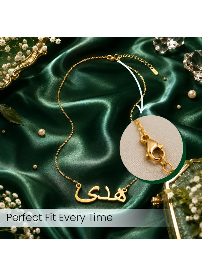 NENOUSH Kids Name Necklace | Arabic Font Letter Pendant Chain 35cm | Gold Tone Jewelry | Birthday Party Gift for Girls | Daily Wear Fashion Jewelry for Special Occasions - Image 5