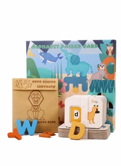 Y&D Learning Flash Card, Kid Alphabet Number Animal Matching with ABC Wooden Block, Preschool Game Montessori Toys Wooden, Puzzle Gift, Kids Early Education(46 pcs)  - Image 1