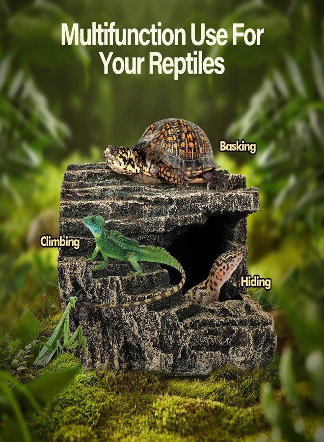 Aeesio Reptile Hide, Great for Geckos, Snakes, Bearded Dragons & Lizards. with Steps for Rock Climbing, It Doubles as Aquarium Rock Cave Corner Cave for Climbing Hiding. (Stone, A-XLarge) - Image 4