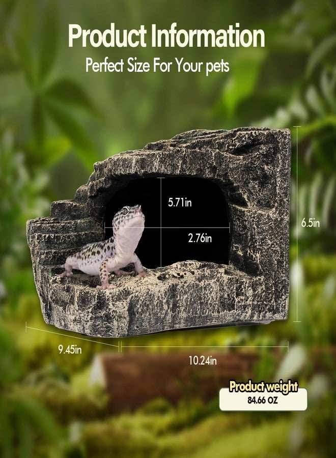 Aeesio Reptile Hide, Great for Geckos, Snakes, Bearded Dragons & Lizards. with Steps for Rock Climbing, It Doubles as Aquarium Rock Cave Corner Cave for Climbing Hiding. (Stone, A-XLarge) - Image 2