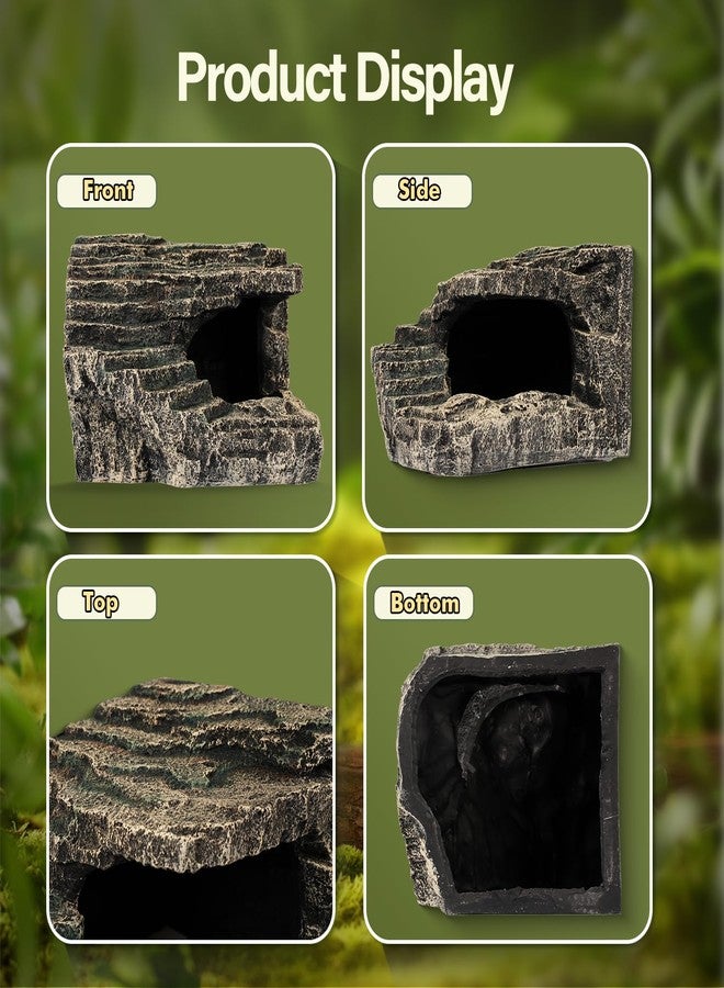 Aeesio Reptile Hide, Great for Geckos, Snakes, Bearded Dragons & Lizards. with Steps for Rock Climbing, It Doubles as Aquarium Rock Cave Corner Cave for Climbing Hiding. (Stone, A-XLarge) - Image 5