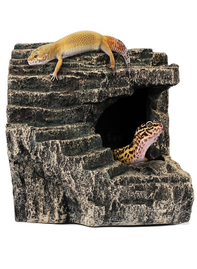 Aeesio Reptile Hide, Great for Geckos, Snakes, Bearded Dragons & Lizards. with Steps for Rock Climbing, It Doubles as Aquarium Rock Cave Corner Cave for Climbing Hiding. (Stone, A-XLarge) - Image 1