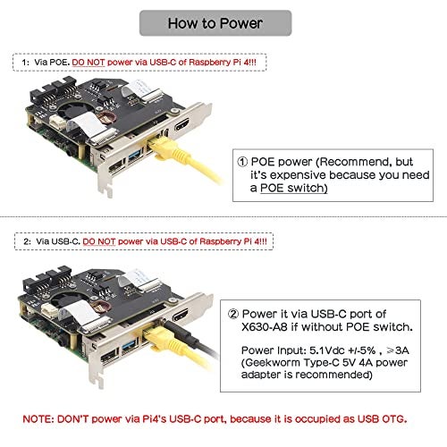 Geekworm KVM-A8 PCIe Version for Raspberry Pi 4 Model B KVM Over IP Support KVM V3 PoE ATX Video CSI (Unassembled and Not Include Raspberry Pi 4/SD Card/Power Adapter) - Image 4