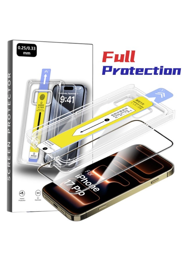 MonaPlay [1Pack] iPhone 17 Pro Screen Protector, 3D Full-Protector Edge, with Auto Installation Kit, HD Tempered Glass, 9H Hardness, Dustproof Earpiece Mesh - Image 1