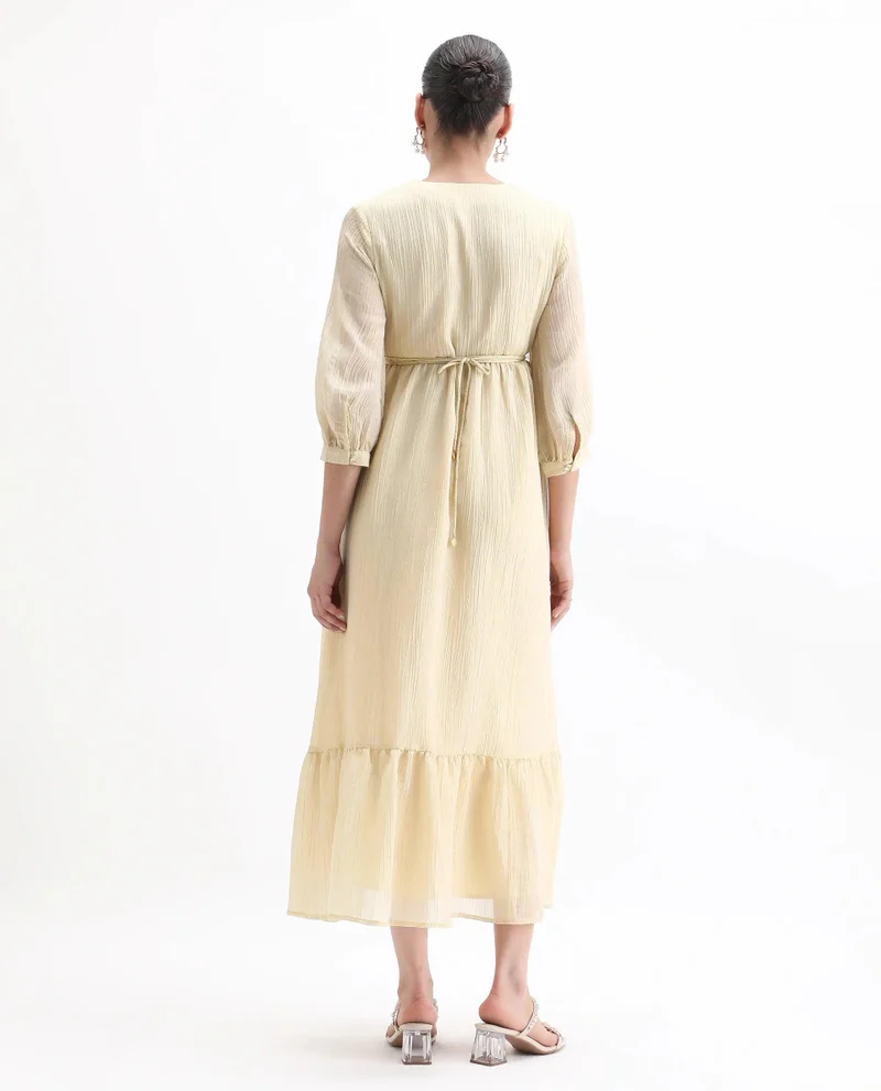 Rareism Women's Solid Flared Maxi Dress