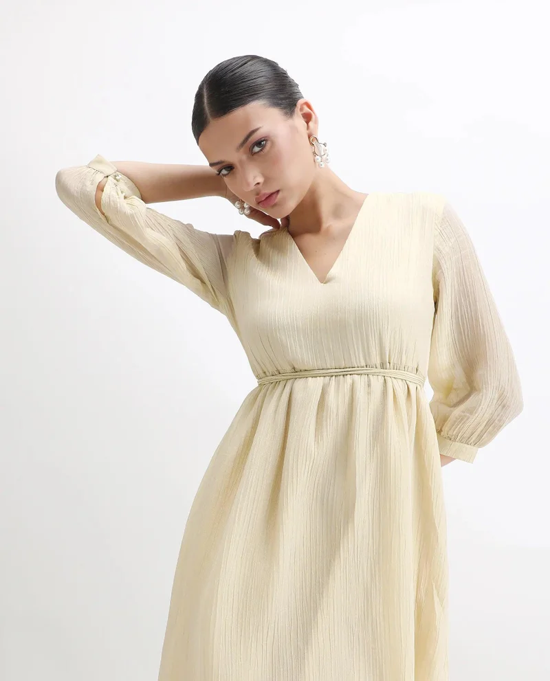 Rareism Women's Solid Flared Maxi Dress
