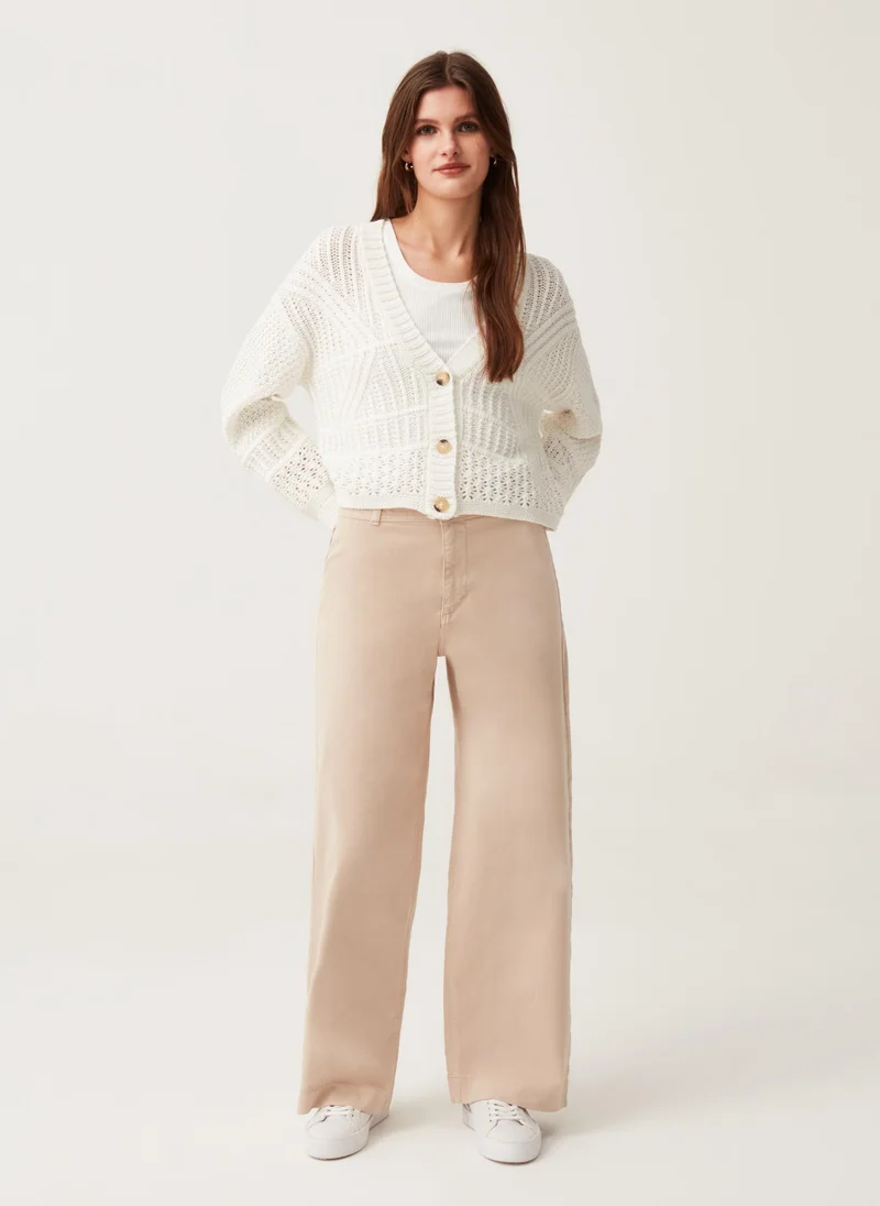 Ovs Wide-leg trousers in stretch cotton