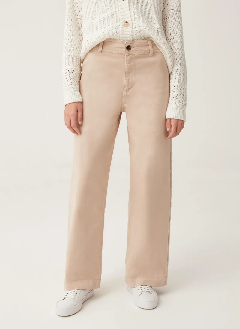 Ovs Wide-leg trousers in stretch cotton