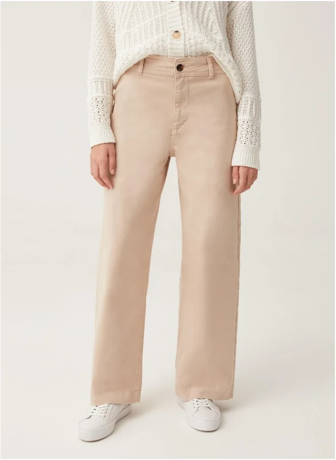 او في اس Wide-leg trousers in stretch cotton