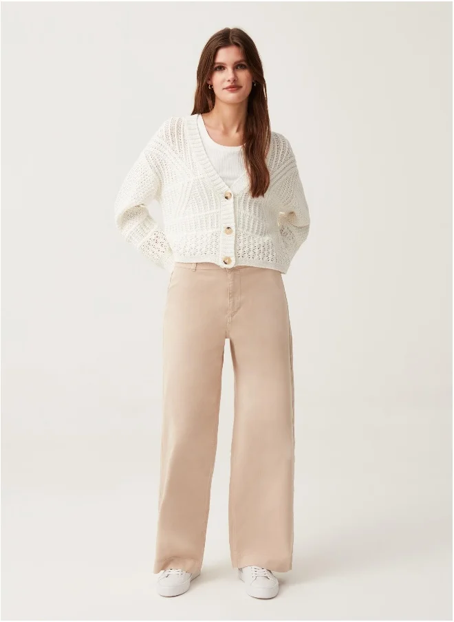 او في اس Wide-leg trousers in stretch cotton